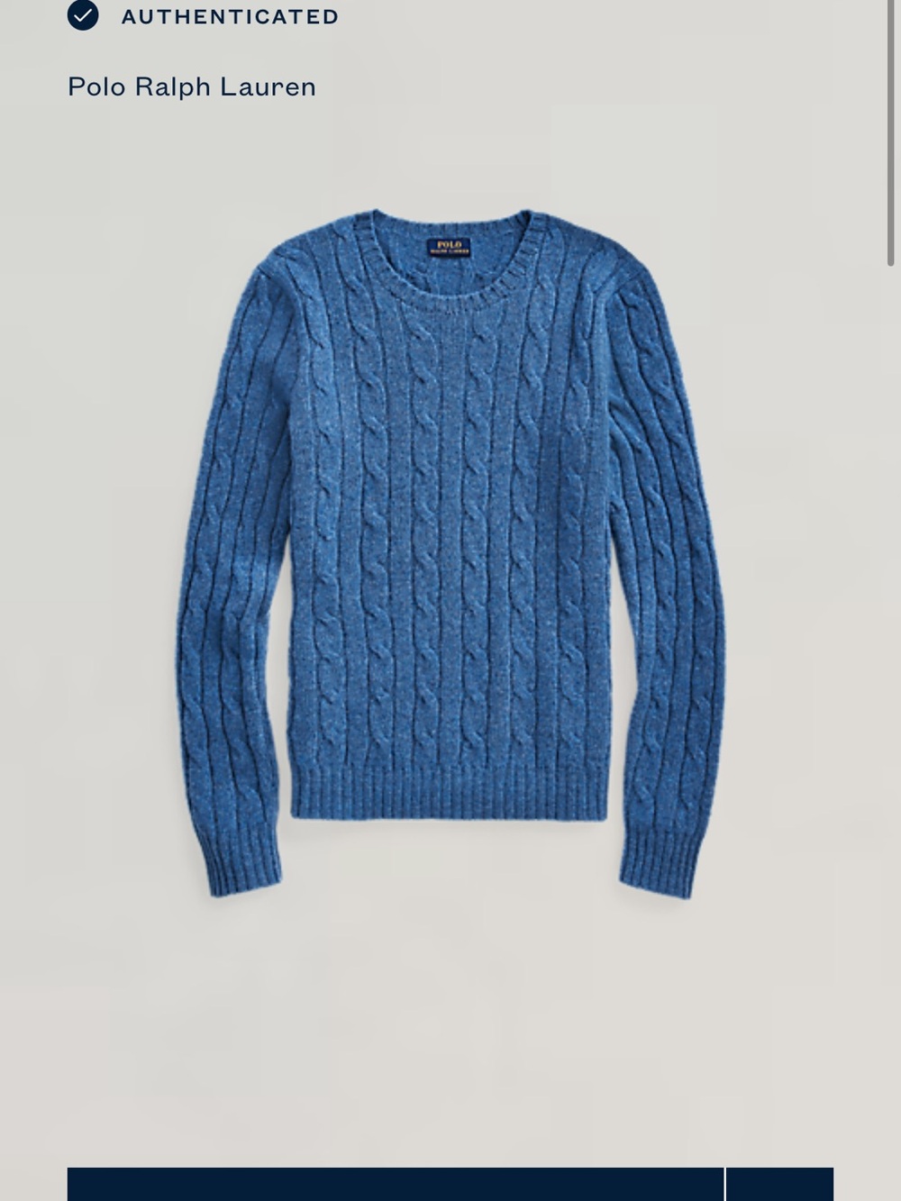 Polo by Ralph Lauren Blue Cable-Knit Cashmere Crewneck Sweater Size S - Picture 3 of 12